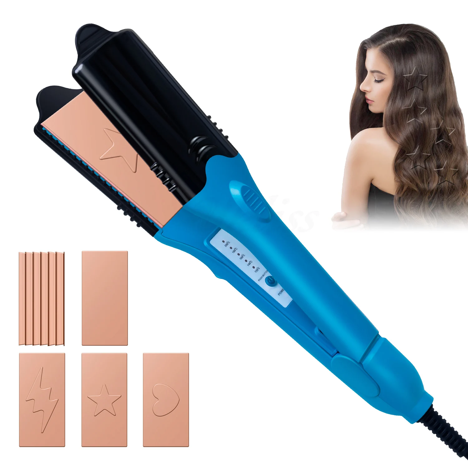 

Hair Straightener 3D Image Hair Imprinting Iron with 5 different plates 3D Printing Hair Straightening Curling Iron Hair Curler