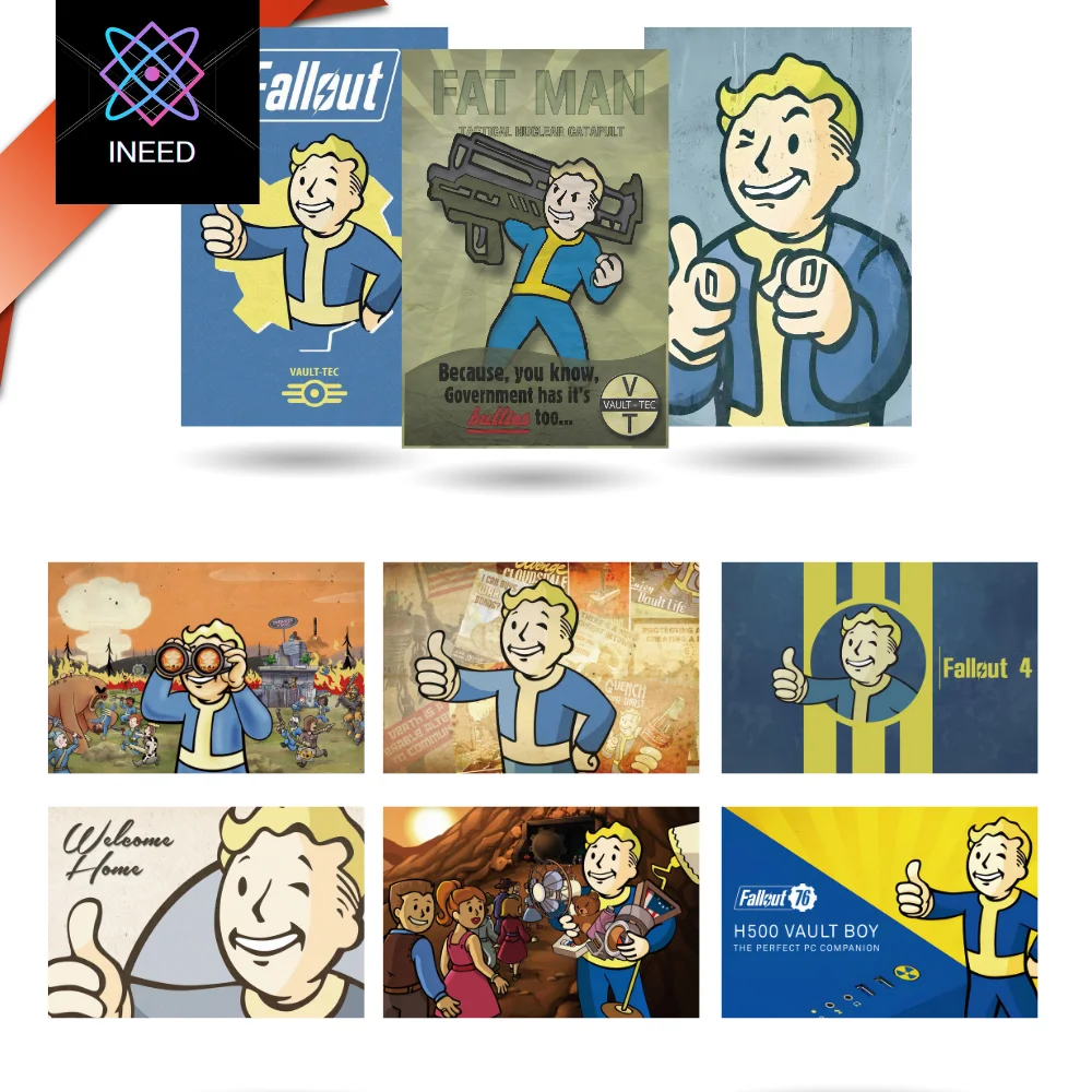 

【INEED】Vault Boy Metal Tin Signs Vintage Poster Wall Decor Plaque For Bar Pub Club Man Cave Room Home Retro Wall Art Iron Paint