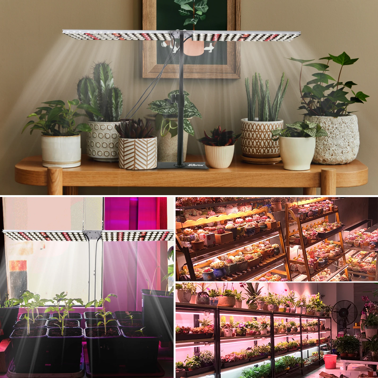 JCBritw 100W Plant Grow Light Full Spectrum with IR Adjustable Stand LED Grow Light for Indoor Plants Seedling Veg Flower Fruits