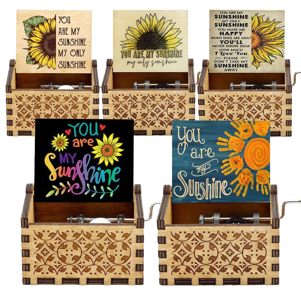 

Музыкальная шкатулка You Are My Sunshine, Музыкальная шкатулка с цветной резьбой по дереву, ручная музыкальная шкатулка, подарок на день рождения, Рождество, День Святого Валентина, подарок