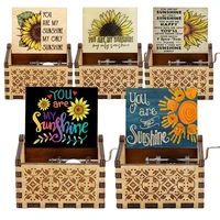 You Are My Sunshine Music Box, Wooden Carving Color Printing Hand Crank Music Box, Birthday Presents, Valentine's Day Gifts 1