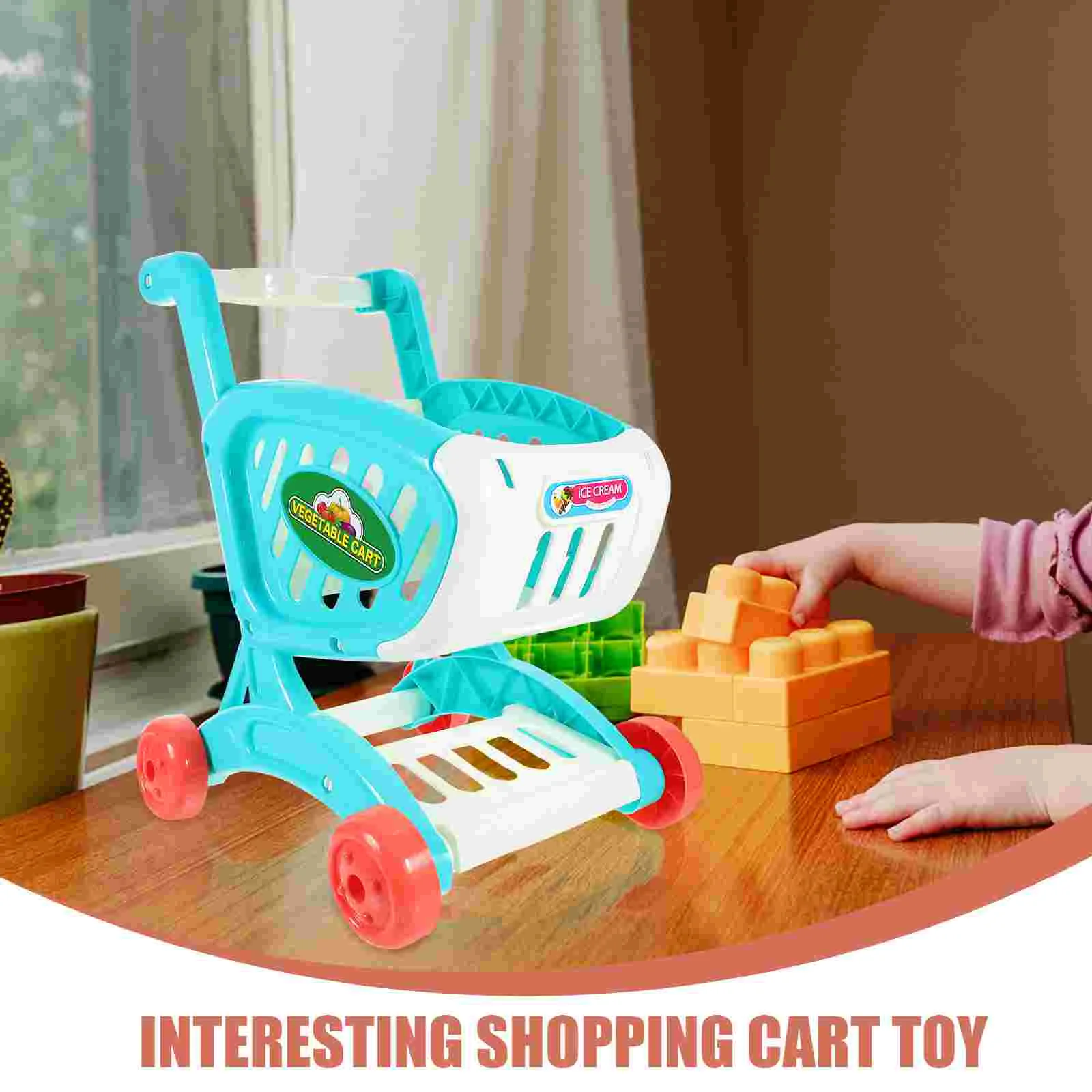 Children's Shopping Cart Learn to Walk Toy Toys Kids Playing Mini Storage Supermarket Simulated Trolley Plastic 4