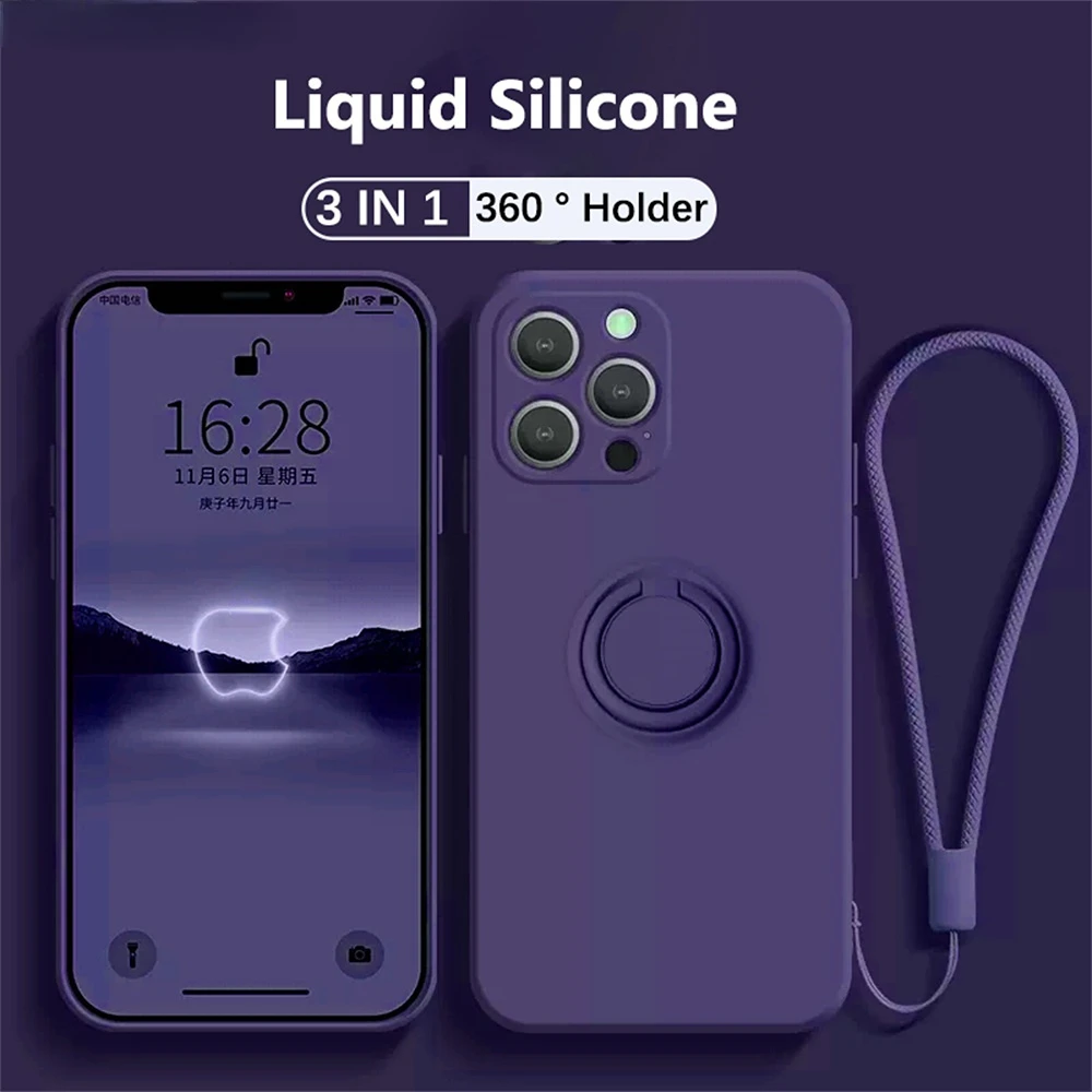 Magnetic Liquid Silicone Case with 360° Finger Ring Holder