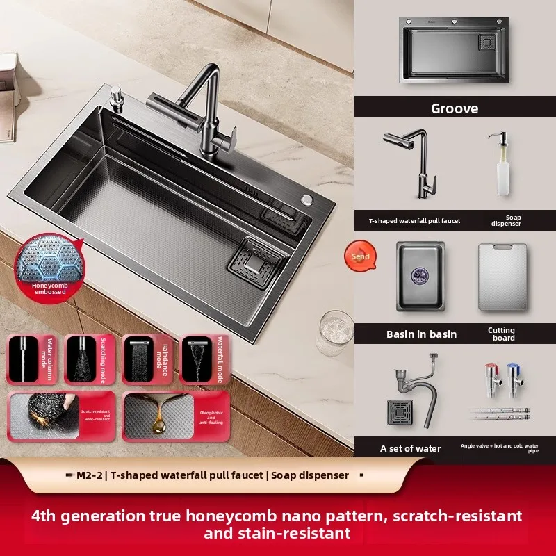 304 Stainless Steel Kitchen Sink Large Single Bowl Undermount Home Dishwasher Basin Thickened Wash Basin Countertop Sink  cocina