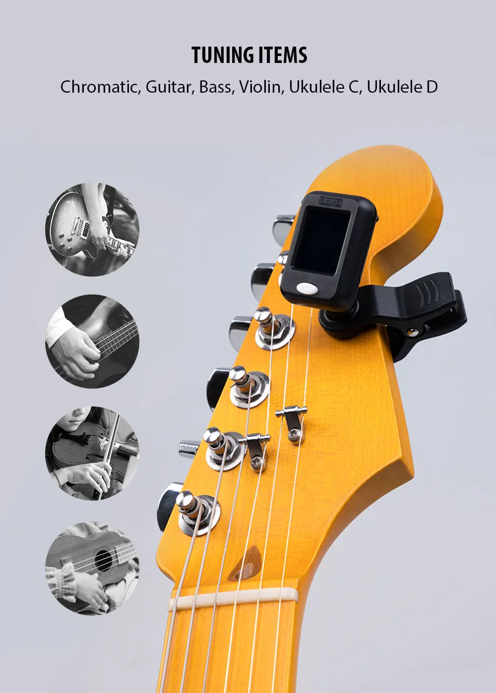 Description Picture 3 of itemJOYO JT-09 Guitar Tuner Digital Digital Clip-On Electronic Tuner Guitar Bass Violin Ukulele Acoustic Guitar Parts & Accessories