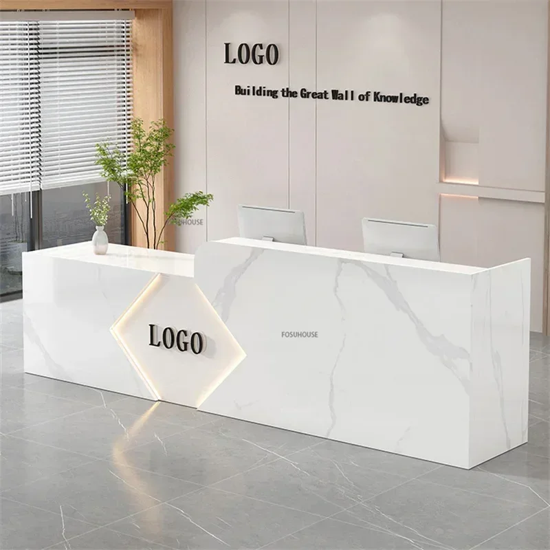 Company Front Desk Beauty Salon Pink Reception Desk Clothing Store Cashier Training Institution Information Service Counter