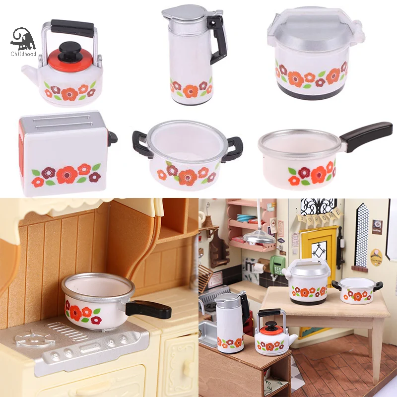 

1Pcs Dollhouse Miniature Rice Cooker Casserole Kettle Teapot Toaster Electrical Appliances Kitchen Utensils Model Decor Toy