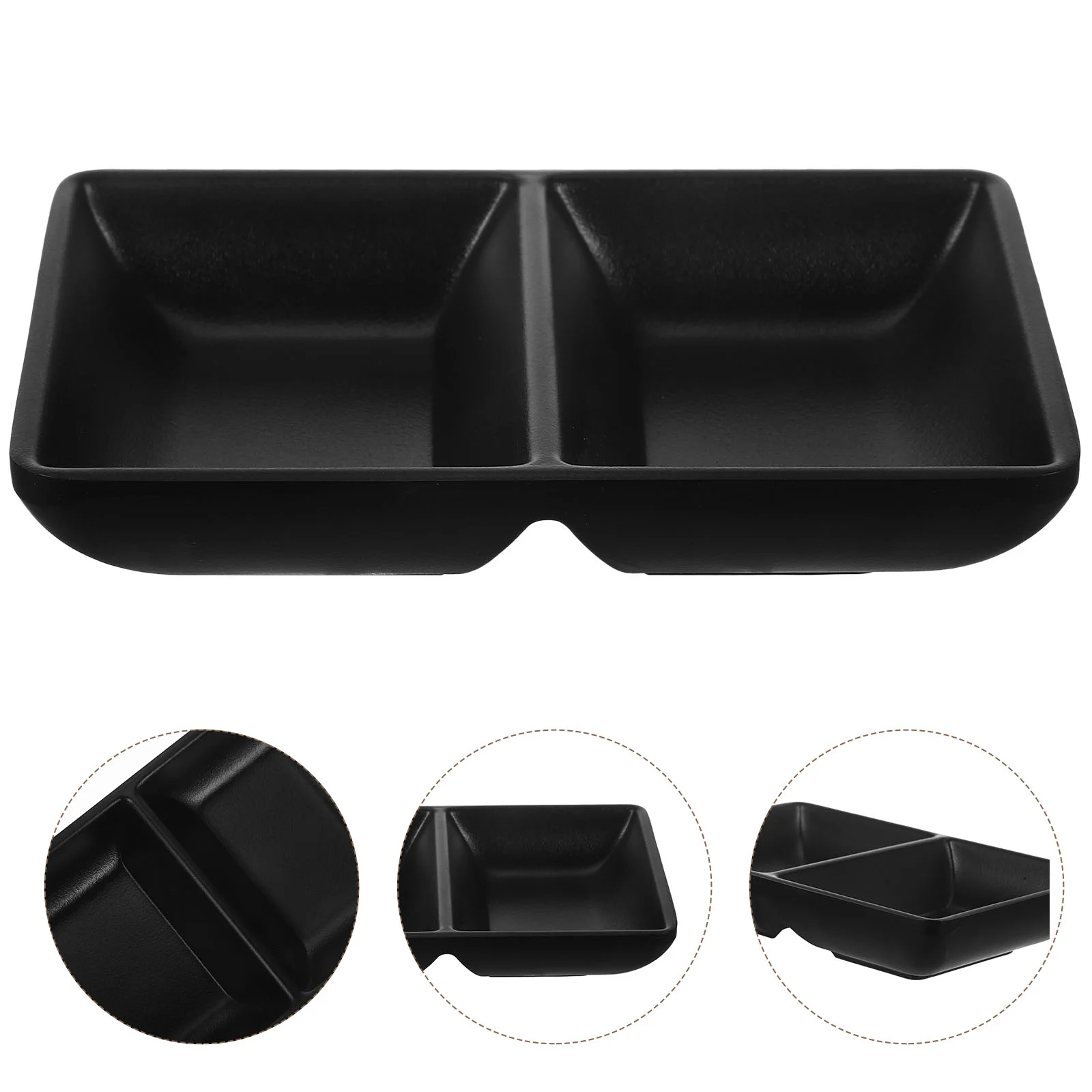 2 Pcs Double Sauce Dipping Bowls Spice Plates Seasoning Dishes Small Melamine Bowls Dinner Condiment Containers Serving Plates