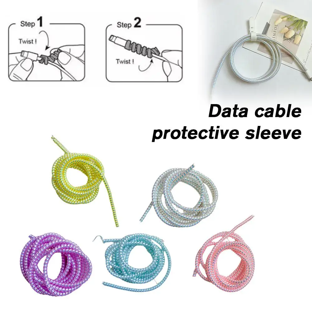 

1.4M Cable Winder Wire Protection Case Data Line Protection Spring Rope twine For iPhone Android Wire Cord Protection Wrap F7H7