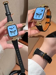 Elegant Leather Loop for Women's Smartwatch - Premium Luxury Strap (Black)