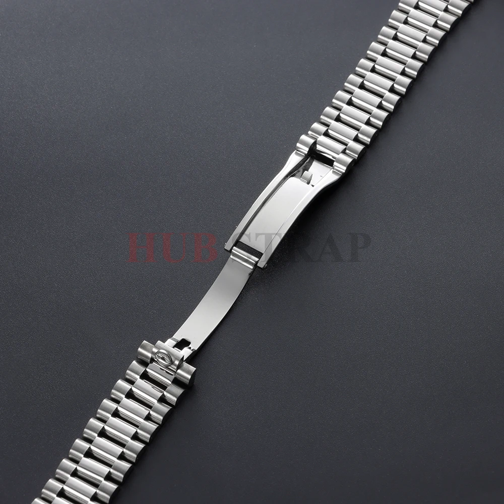 Elegant Stainless Steel Three Beads Curved End Watch Band