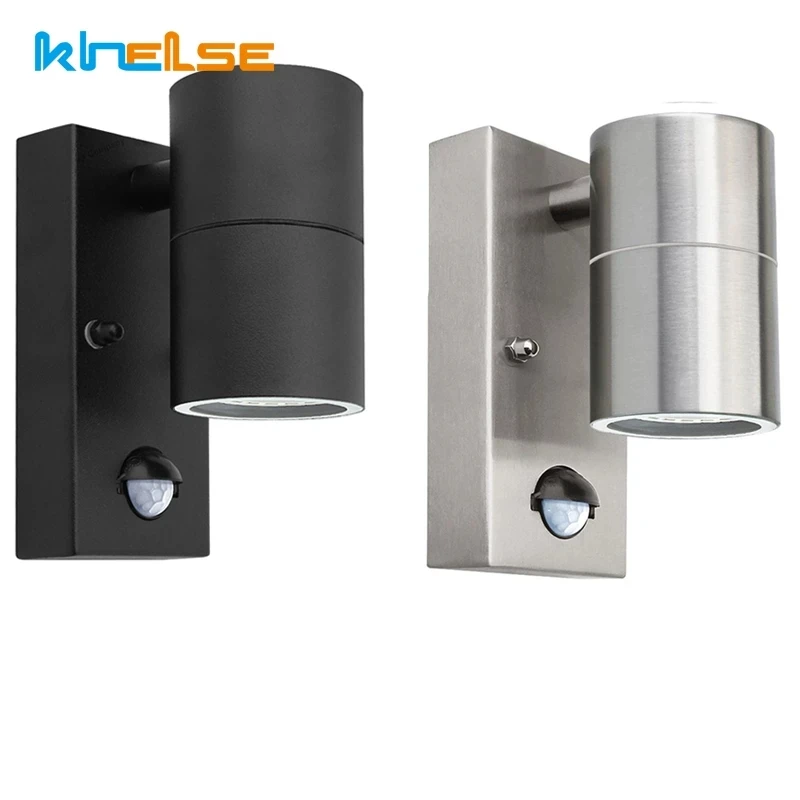 PIR Motion Sensor Outdoor LED Wall Light Stainless Steel IP44 Waterproof 220V Balcony Porch Wall Lamp GU10 Replaceable Bulb wall light outdoor porch light