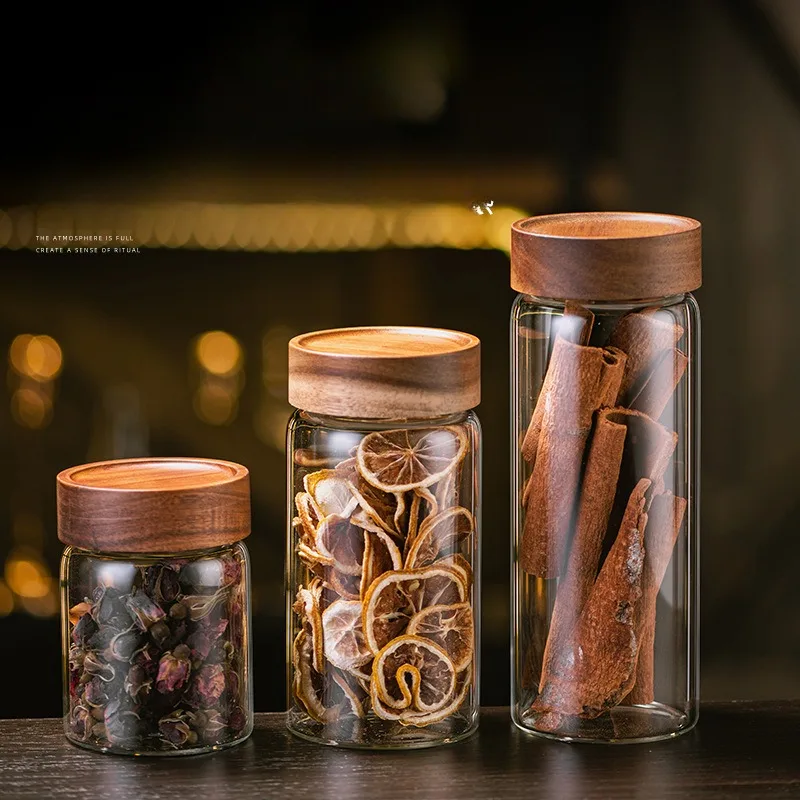 Sealed Jar Commercial Dried Lemon Cinnamon Tea Leaves Tangerine Peel Glass Storage Jar Household Storage Bottle Jars