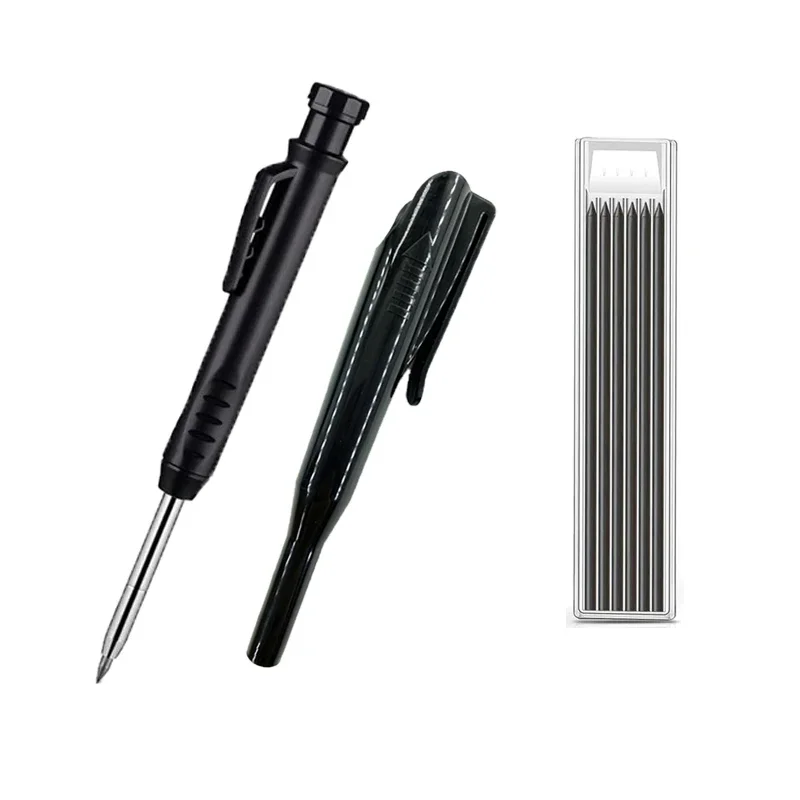 Durable Carpenter Pencil with Refill Lead and Built-in Sharpener for Precision Woodworking