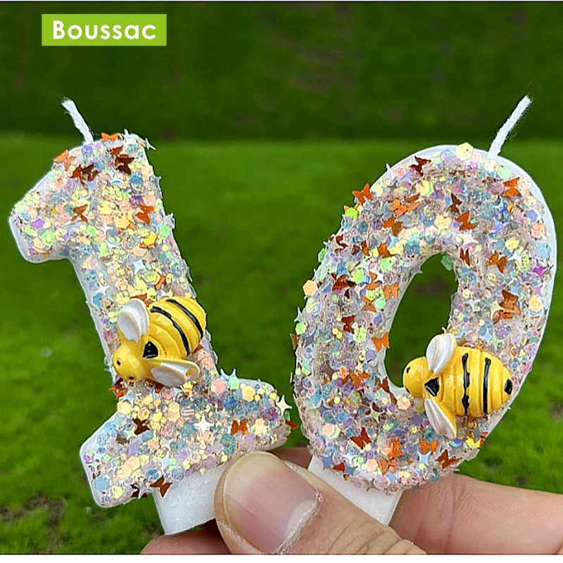 

Тема маленькая Пчелка День рождения номер 5 свечи тема День рождения свечи для торта цифры для торта топпер для торта с блестками для дня рождения