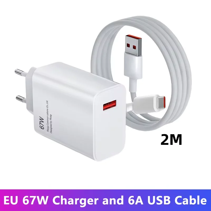 67W USB Fast Charging Charger With 6A Cables For iPhone 16 15 Pro Max Huawei Samsung Xiaomi 15 Quick Charge Mobile Phone Adapter