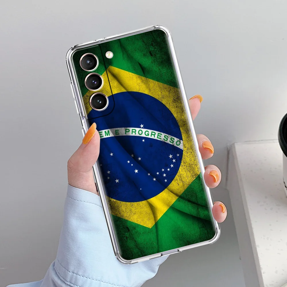 Clear Soft Phone Case with Large Brazil Flag Design