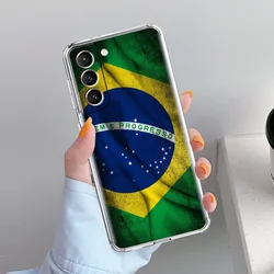 Clear Soft Phone Case with Large Brazil Flag Design - S22 Plus 5G (A1)