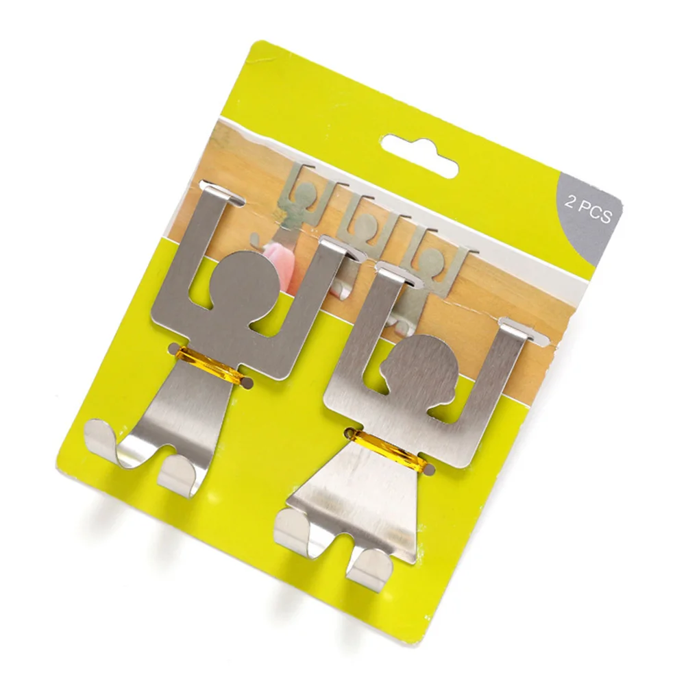 Over The Door Hooks Bathroom Organizer Rack Kitchen Drawer Human Shape Hooks Clothes Towel Handbag Holder Wall Hanger 2Pcs