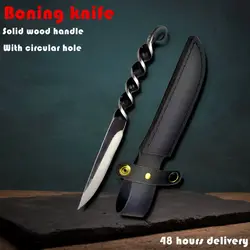 Hand-wrought Helical Handle Integrated Blade Carving Knife High Hardness Sharp Blade Wilderness Survival Self-defense Knife