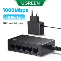 UGREEN High-Speed Ethernet Switch - Compact 5/8-Port Gigabit Network Expander with Plug & Play Functionality (5 Ports EU Plug)