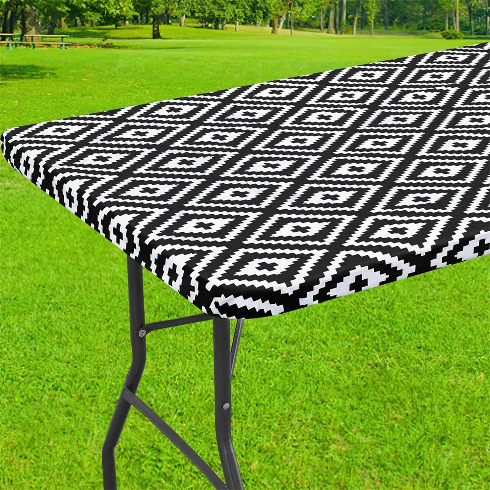 Rectangle picnic table cloth waterproof flannel backed vinyl for camping indoor dining