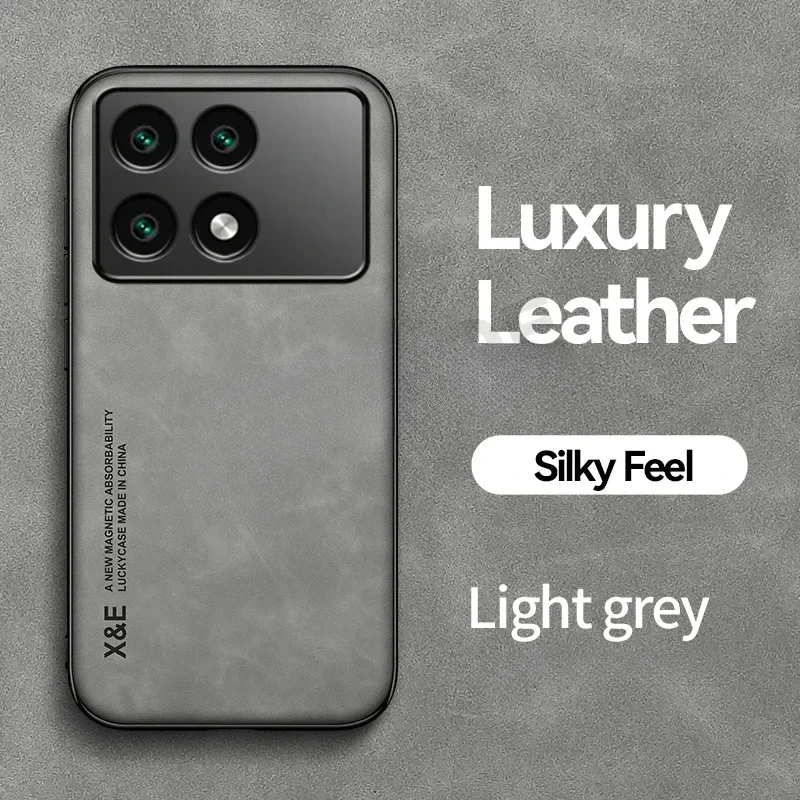Fall Für Poco X6 Pro Leder Magnetische PU Auto Halter Coque Für Poco X6 Pro Abdeckung Silikon Stoßstange Stoßfest Schutz Shell – Detail 10