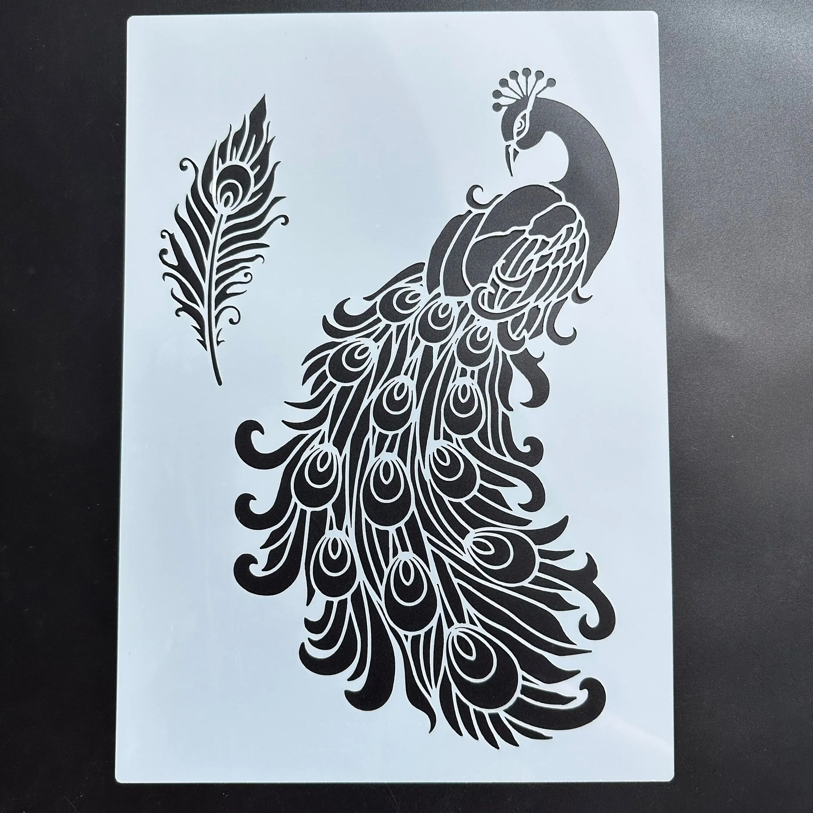 

A4 29 *21cm DIY mandala mold for painting stencils stamped photo album embossed paper card on wood fabric, wall Animals peacock