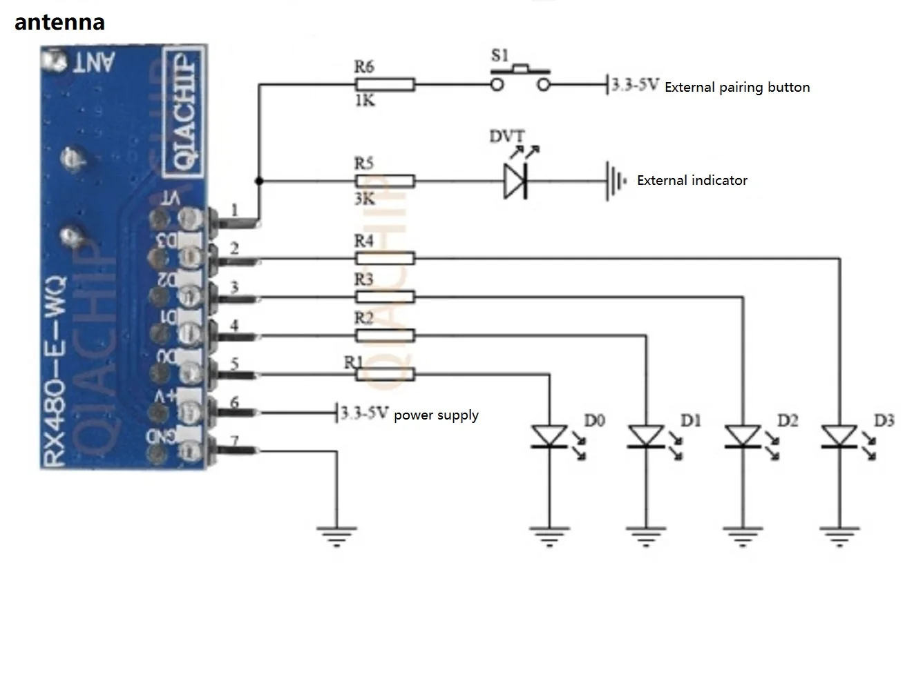433 mhz RF ű н ڵ ڴ  433 Mhz  4 ä  Diy   ɾ 1527 ڵ