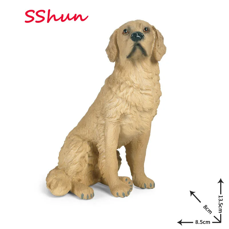 

8.5*8*13.5cm new golden retriever pet dog simulation solid animal model children's gift toy dog decoration ornaments