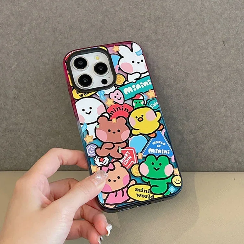 

Animal Friend 2.0 Acrylic Colorful Border Phone Case Cover for IPhone 11 12 13 14 15 Pro Max Case for IPhone 15 Pro Max