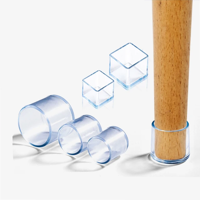 Protezione per i piedi delle gambe dei mobili Copertura trasparente per i piedi del tavolo e della sedia Tappo in silicone resistente all'usura Riduzione del rumore Proteggi il pavimento 4