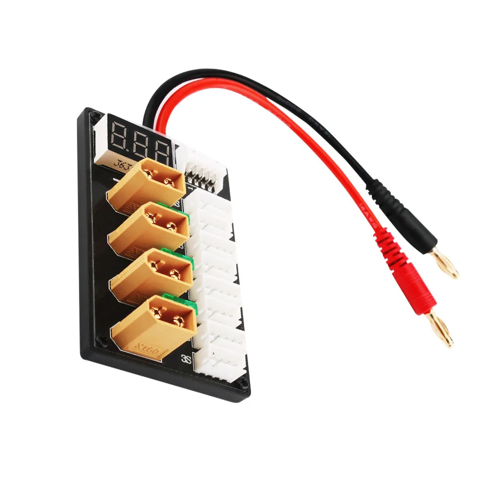 1Pcs Xt60 병렬 충전 보드 4채널 알루미늄 케이스(리포 배터리 밸런싱용 퓨즈 3개 포함) 빠른 안전 충전 효율적