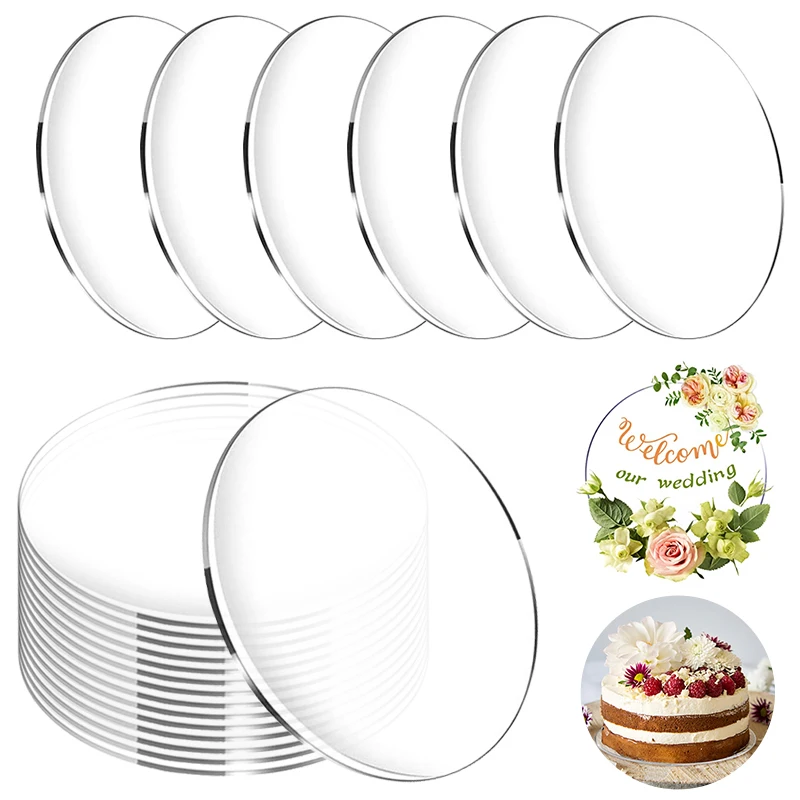RoundAcrylicCakeDisksDIYArtBlankBoardClearCakeTrayStand