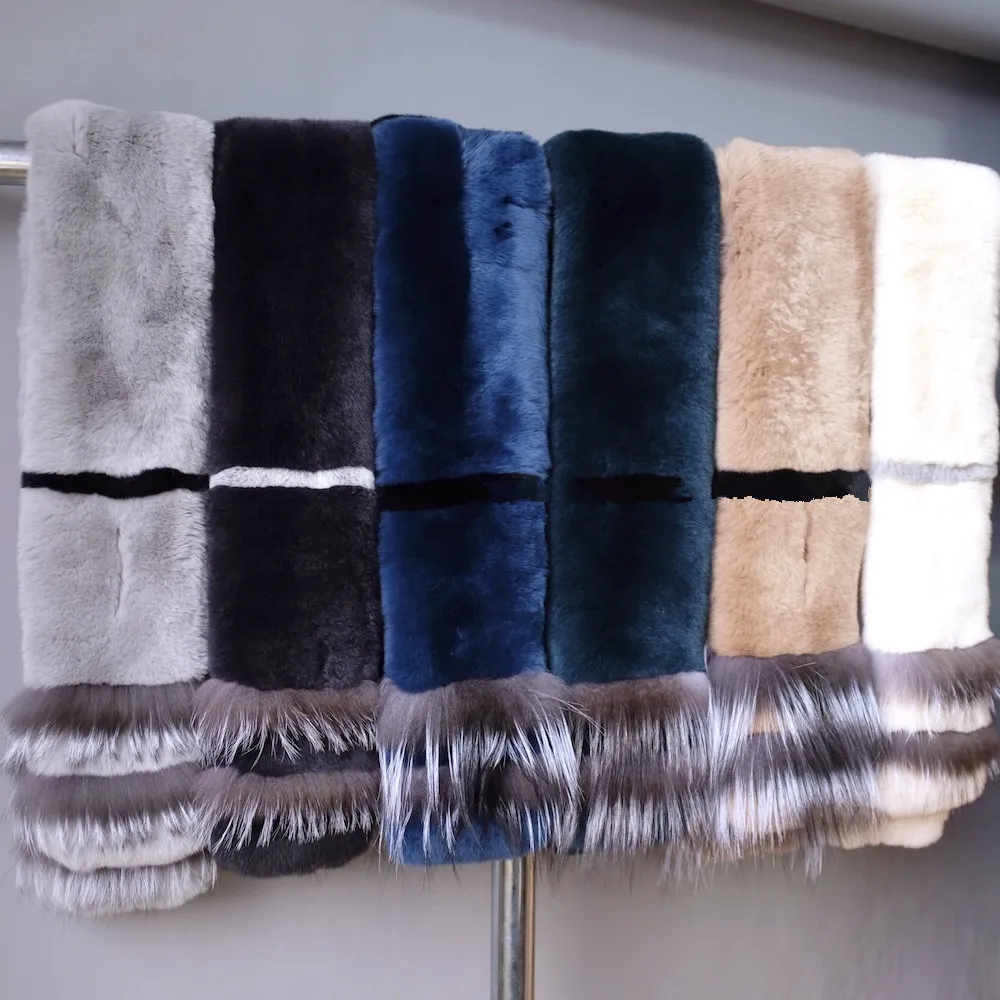 Mode Frauen Winter Echt Rex Kaninchen Pelz Schal Dame Warme Weiche Volle Plätzchen Pelz Wraps Hals Wärmer – Detail 6