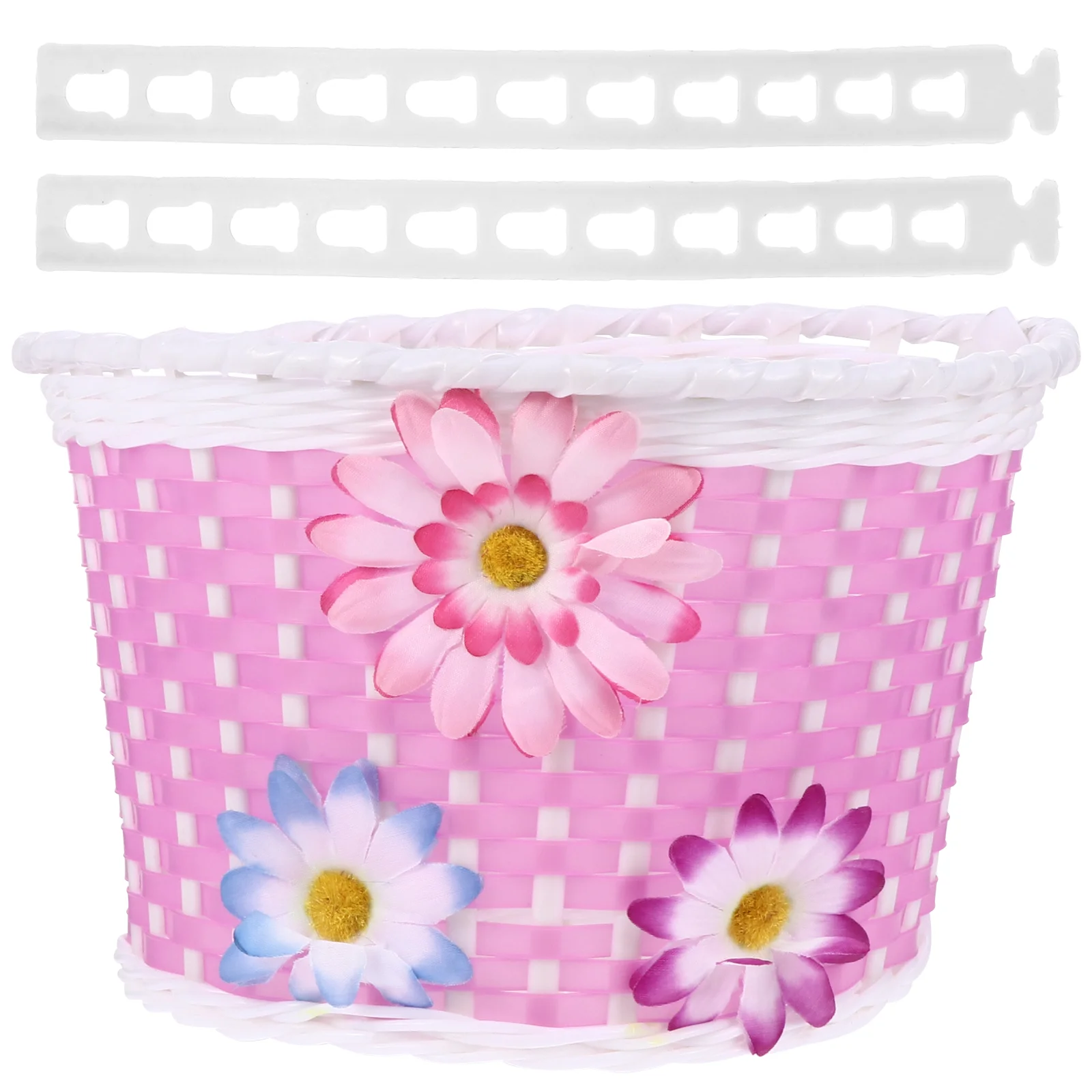 

Basket Bikehandlebar Kids Girls Front Storage Wicker Cup Purple Flowers Pink Holder Small Adult Belt Kit Pounds Lbs