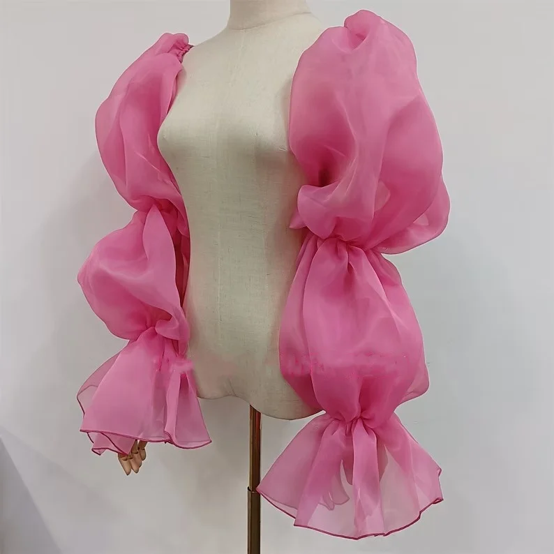 Wedding Sleeve Accessories Organza Wedding Sleeves Ruffles Long Cap Sleeves Formal Party Removable Bridal Gloves