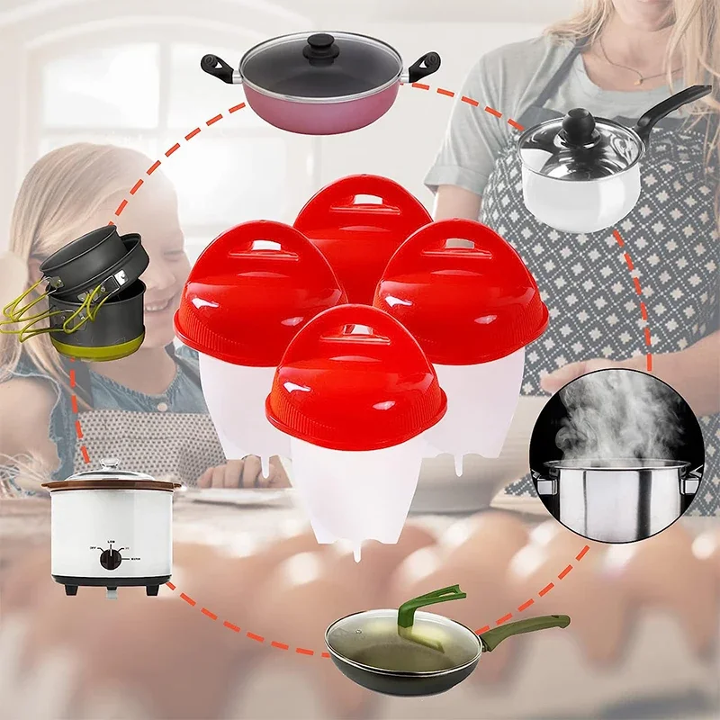 BPA Free Silicone Egg Boiler Steamer Non-stick Silicone Egg Cook Cups Fast Poacher for Breakfast Kitchen Cooking Tool