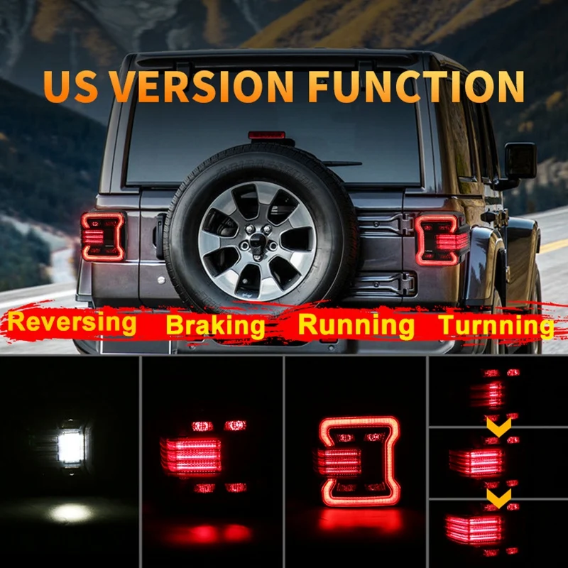

Задний фонарь в сборе 4 в 1 для Jeep Wrangler JL 2018 +, Тормозная лампа с указателем поворота, задний свет, дневной свет