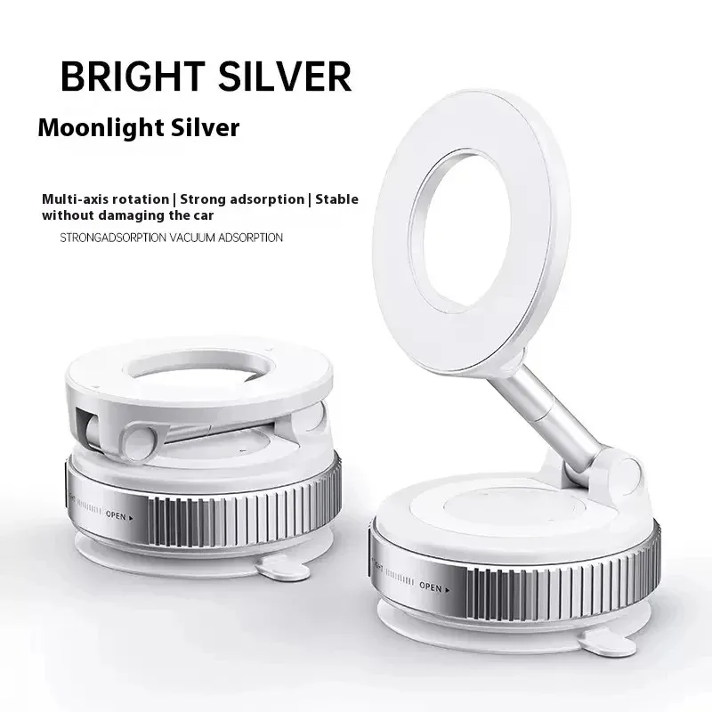 K007 Strong Magnetic Phone Holder-Foldable 360°Adjustable Mount with Vacuum Base for Car/Desk/Bathroom, Universal Hands-Free Use