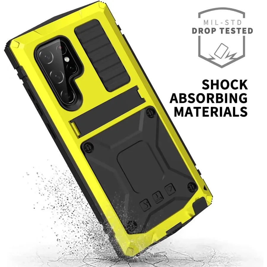 Premium Heavy-Duty Aluminum Metal Armor Phone Case with Shockproof Screen Protector