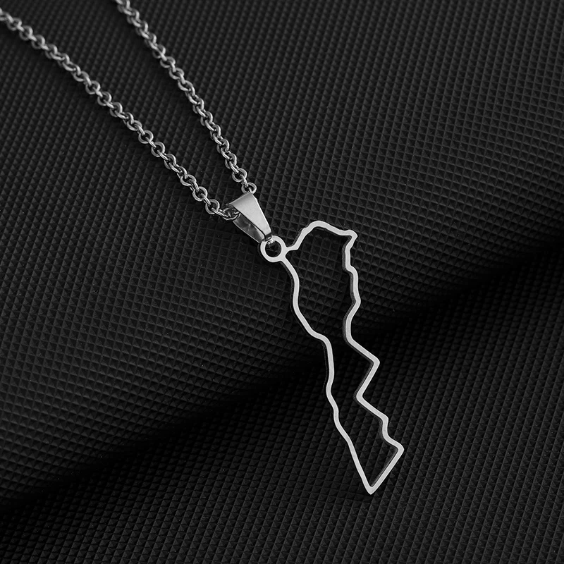 Collana Con Ciondolo Mappa Del Marocco – Unisex In Acciaio Inox – Lunghezza 50 Cm – Gioiello Originale