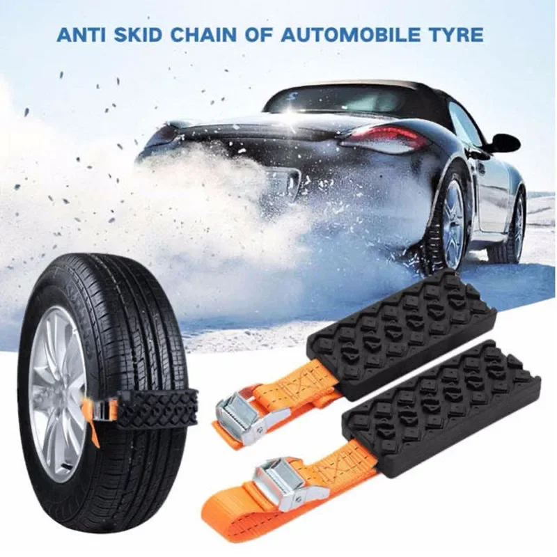 1/2/4PCS Durable PU Winter Car Tire Snow Anti-Skid Chains Car Tire Traction Blocks Emergency Snow Mud Sand Chain Straps