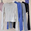 Lemon Ribbed Cropped Defines Stand Neck Jacket Lightweight Breathable High Elastic Fitness Yoga Coat Tight utdoor Sports Top 2