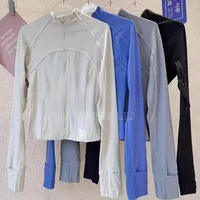 Lemon Ribbed Cropped Defines Stand Neck Jacket Lightweight Breathable High Elastic Fitness Yoga Coat Tight utdoor Sports Top 2