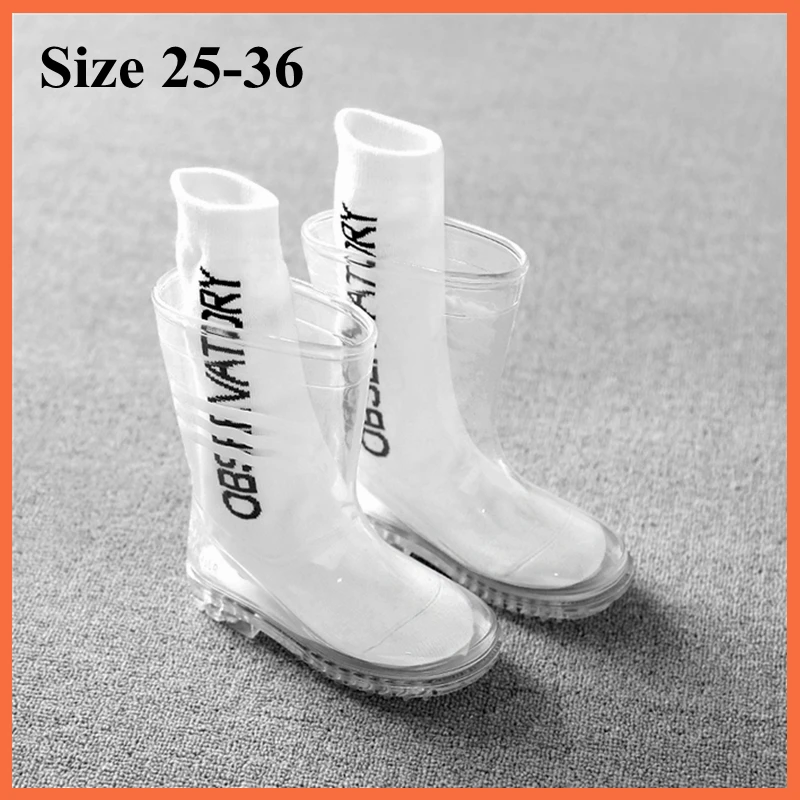 Rain Shoes Transparent Waterproof Snow Rain Boots For Kids Adult Shoes Medium 