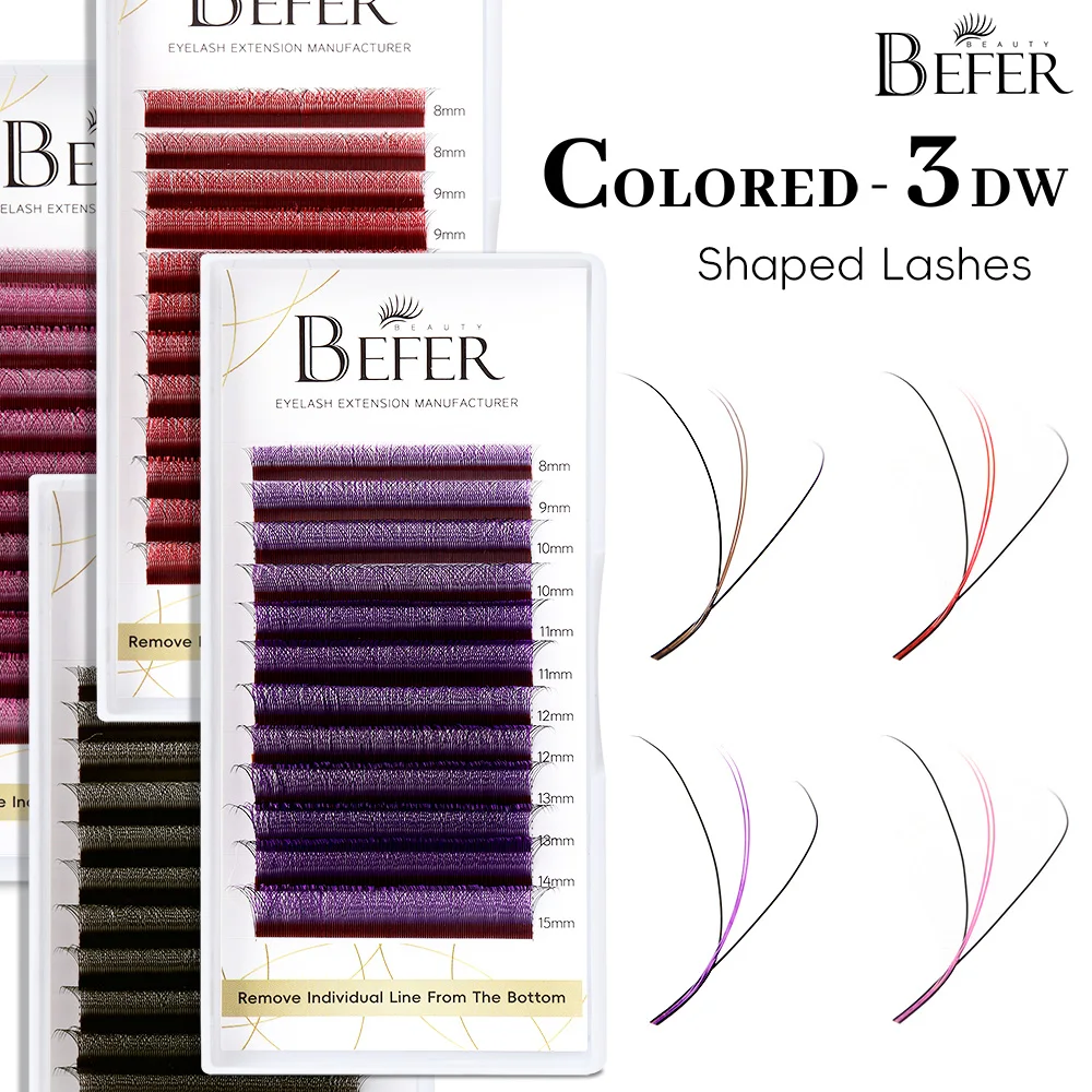 

Befer Pink Red Colored Volume 3D W Eyelashes for Extension Fake Brown Purple Colorful C D 8-15 Lashes Cosplay Eyelash Extensions