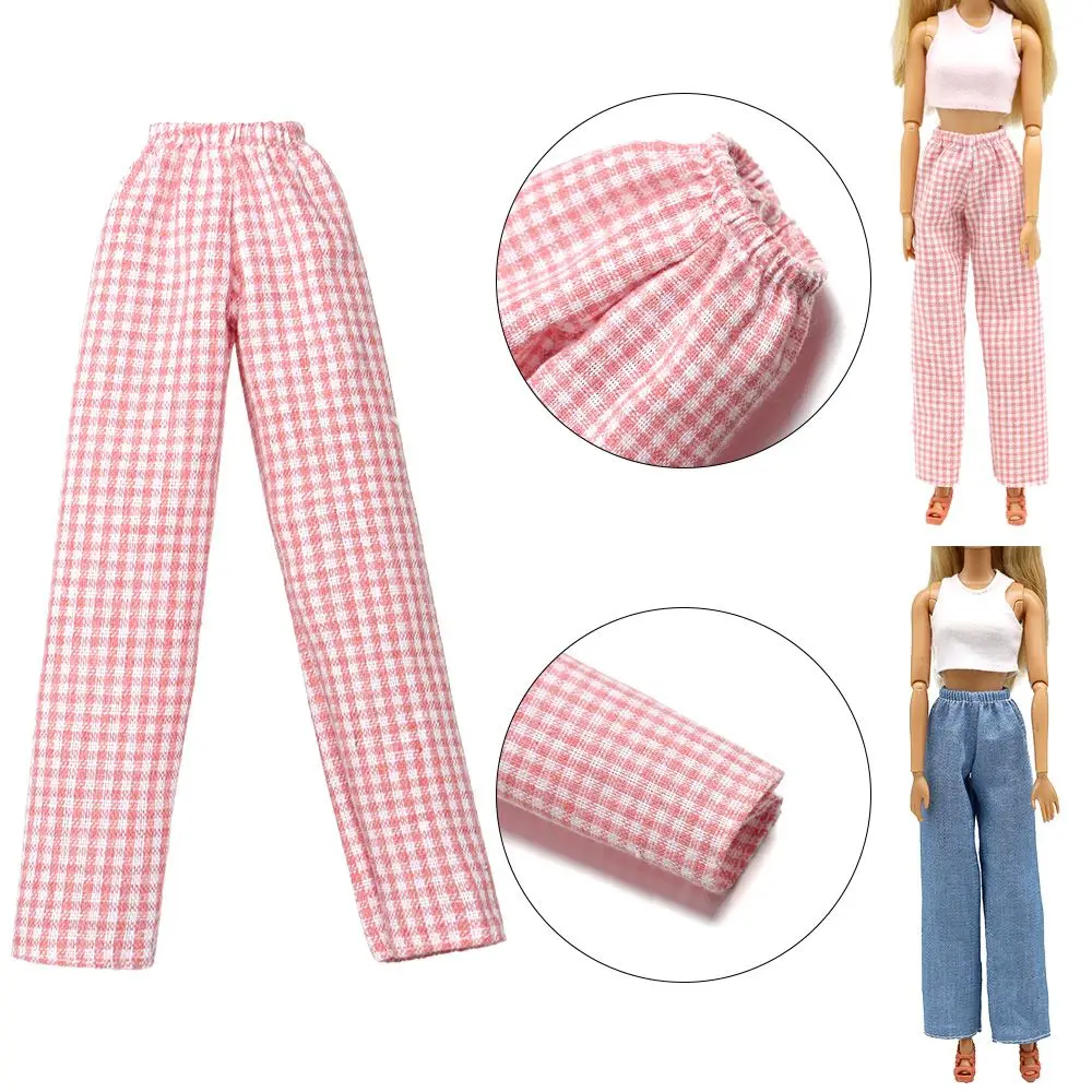 30CM Puppe Kleidung Mode Ärmellose Tops Weste Hohe Taille Jeans Denim Hosen Plaid Hosen Für 1/6 BJD Puppen Zubehör geschenke – Detail 5