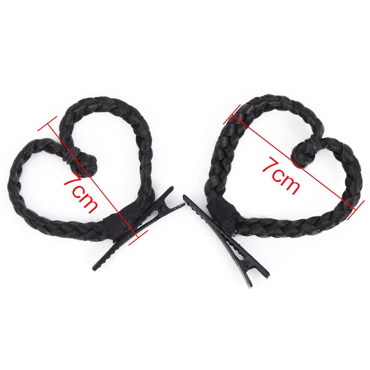 1Pcs 브레이드 하트 모양의 헤어 번즈 합성 블랙 가발 헤어 클립 어린이를위한 매일 사용 어린이 헤어 피스 매일 착용