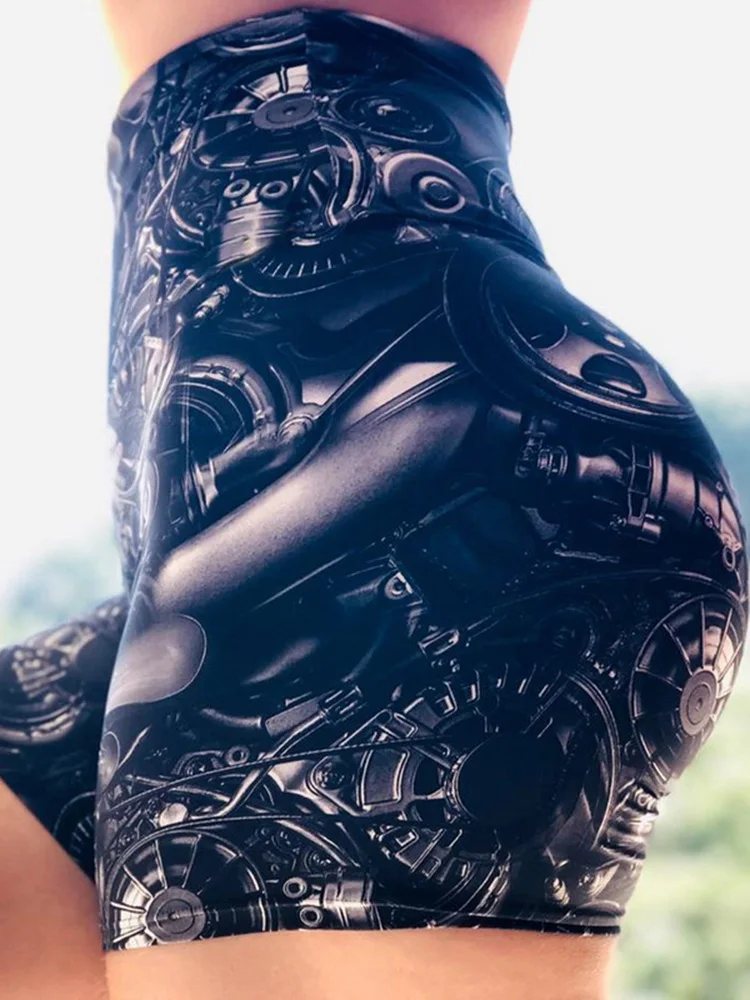 Summer Shorts for Women Digital Printed Yoga Leggins High Waist Push Up Workout Tights Gym Sport Ladies Outfits Fitness